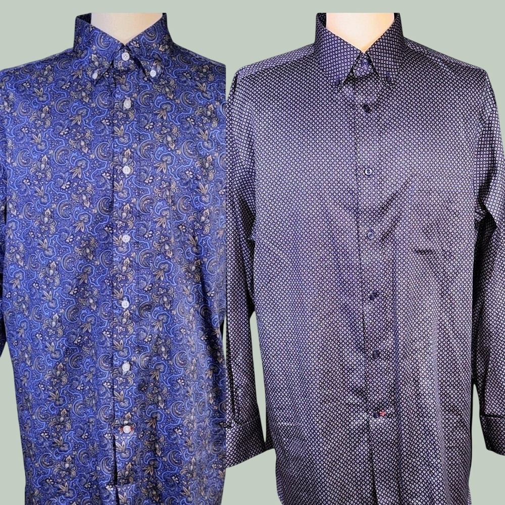 Daniel Cremieux Button Down Shirt Mens XL Blue Paisley Geometric Bundle Exc